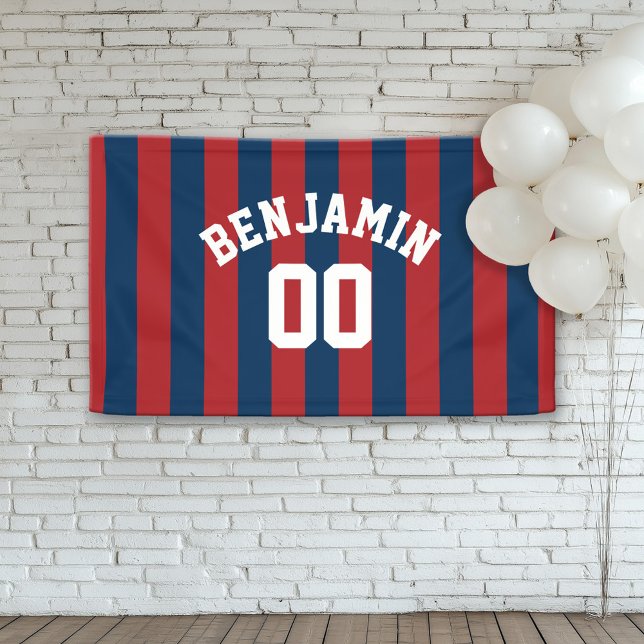 Banderoles Bleu et rouge de la Marine Rugby Numéro de nom (Custom Birthday or Room Decor Banner)