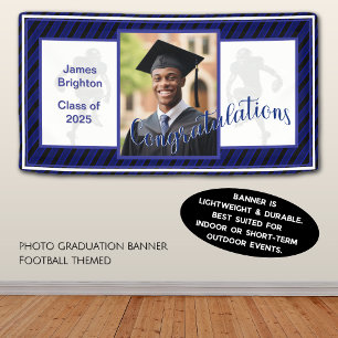 Banderoles Bleu Football Thème Photo Graduation