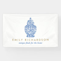 Bleu Ginger Pottery Logo Designer Blanc/Bleu