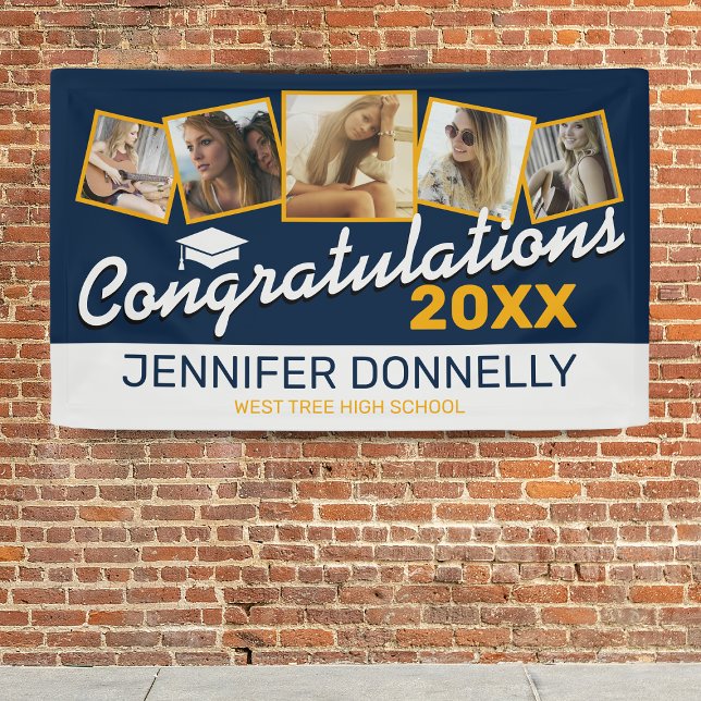 Banderoles Bleu Jaune Blanc Congrats Graduate 2025 (Créateur téléchargé)