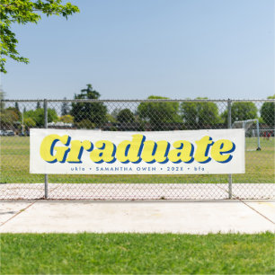 Banderoles Bleu Jaune Énorme Editable Graduation Moderne