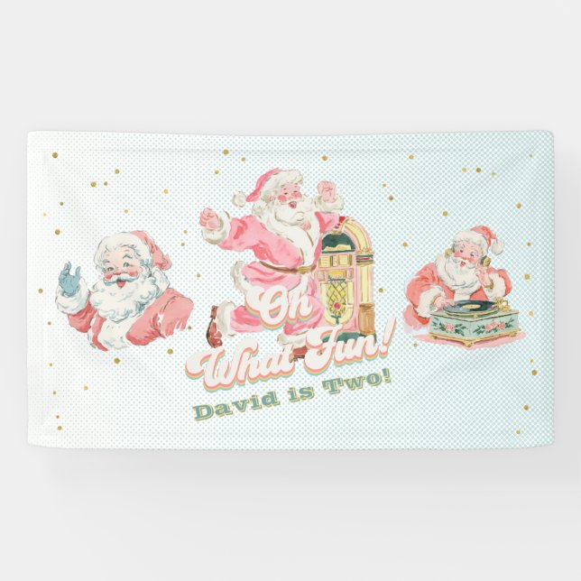 Banderoles Bleu Retro Super Santa Claus-Boy Anniversaire (Horizontal)