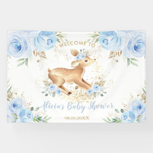 Banderoles Bleu sucré Floral Baby Deer Fawn Boy Baby shower
