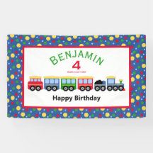 Bleu Train Engine et Charbon Voiture Anniversaire