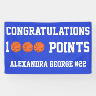 Banderoles Blue 1000 Basketball Career Points Scorer Player