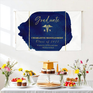 Banderoles Blue Abstrait Nurse Médicale Caduceus Graduation