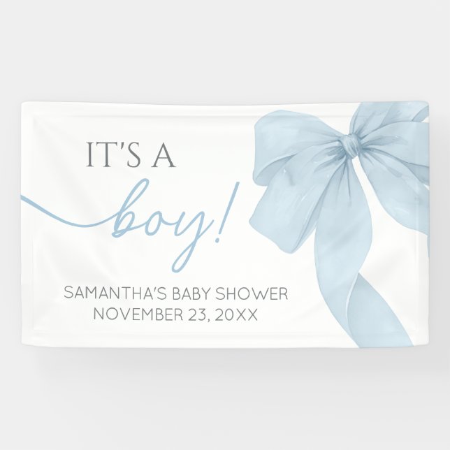 Banderoles Blue Bow C'Est Un Baby shower Garçon (Horizontal)