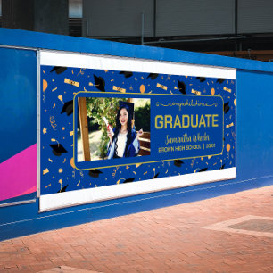Banderoles Blue Congrats Graduate Custom Photo Graduation 