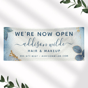 Banderoles Blue Gold Aquarelle Botanique Feuille Business