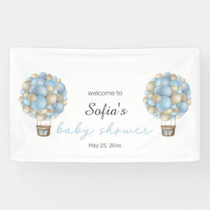 Banderoles Blue Hot Air Balloon Boy Baby shower
