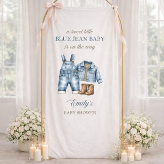 Banderoles Blue Jean Baby Shower Banner, Baby Shower Welcome 