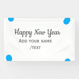 Banderoles Blue polkadots happy new year add name messasimple