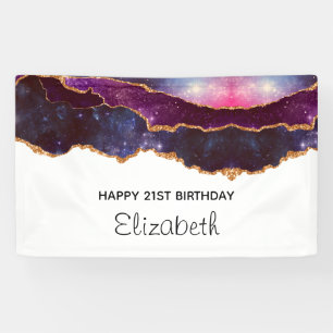 Banderoles Blue & Purple Space & Stars Moderne Agate Annivers