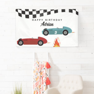 Banderoles Blue Red Race Fast Retro Racing Cars Anniversaire