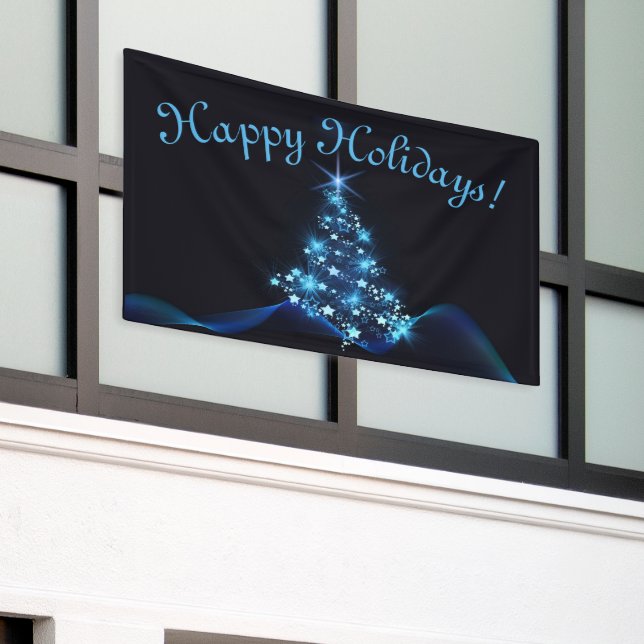 Banderoles Blue Shine of Stars Christmas Tree Dark Holidays (Bâtiment extérieur)