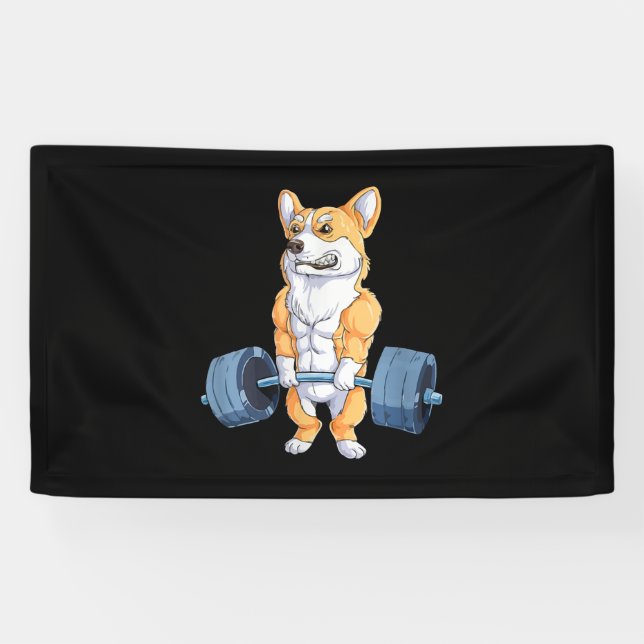 Banderoles Bodybuilder Corgi, bouffée d'alimentation (Horizontal)