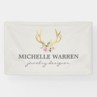 Bohème Antlers en or avec Fleurs II