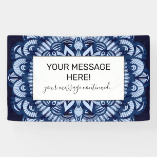 Banderoles Bohemian Navy Blue Tie Dye Mandala