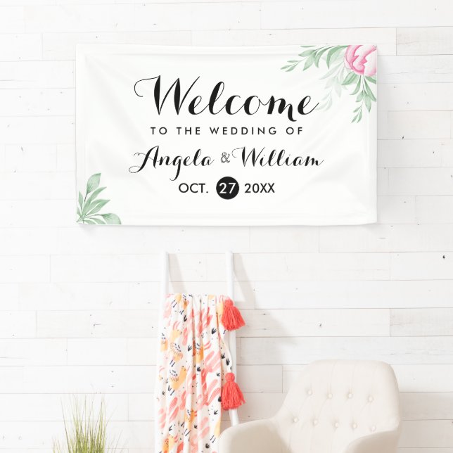 Banderoles Boho Aquarelle Eucalyptus Mariage de verdure (En situation)