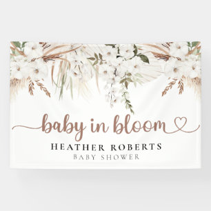 Banderoles Boho Baby In Bloom Heart Script Baby shower