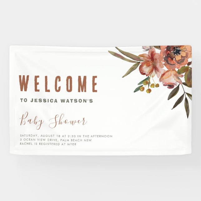 Banderoles Boho Baby shower verdure rustique Adorable (Horizontal)