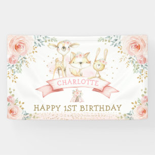 Banderoles Boho Blush Floral Gold Woodland Bienvenue à l'ann