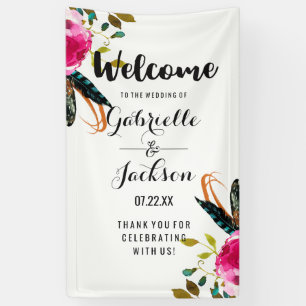 Banderoles Boho Chic Floral Aquarelle Mariage Bienvenue