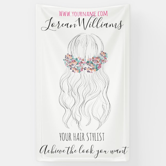 Banderoles Boho Coiffeur Mariage Floral Romantique (Vertical)