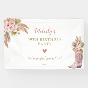 Banderoles Boho Cowgirl Boot Pampas Grass Roses