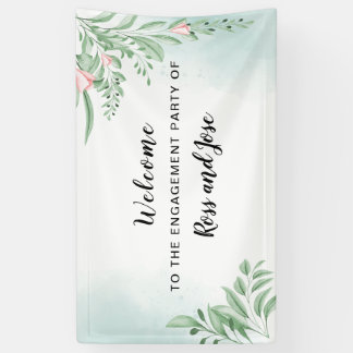 Banderoles Boho Dusty Blue Engagement Party Bienvenue