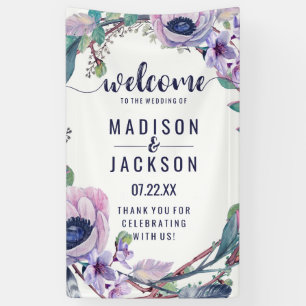 Banderoles Boho Feather & Floral Wreath Mariage Bienvenue