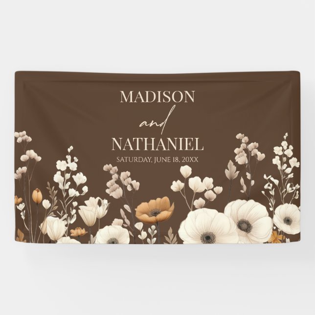 Banderoles Boho Fleur sauvage Fleur sauvage Floral Jardin Mar (Horizontal)