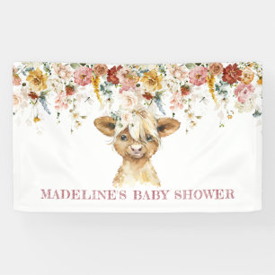 Banderoles Boho Floral Highland Bienvenue à la vache