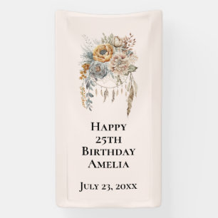Banderoles Boho Flower Bouquet et Dreamcatcher Anniversaire