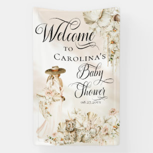 Banderoles Boho Leopard Femme Baby shower floral tropical