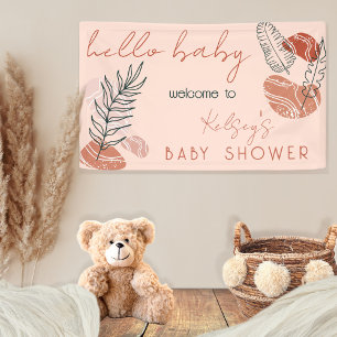 Banderoles Boho Minimaliste Terracotta Blush Hello Baby showe