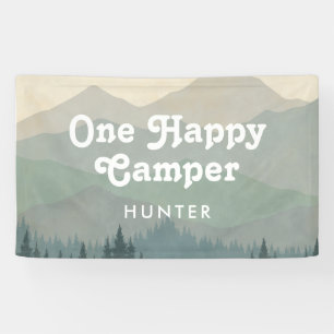 Banderoles Boho Mountains One Happy Camper Boys 1er anniversa