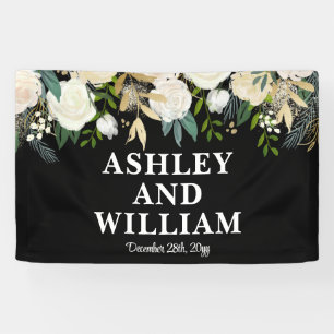 Banderoles Boho noir et blanc Bohème Chic Mariage vert