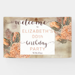 Banderoles Boho Palm Feuilles Hydrangea fête d'anniversaire B