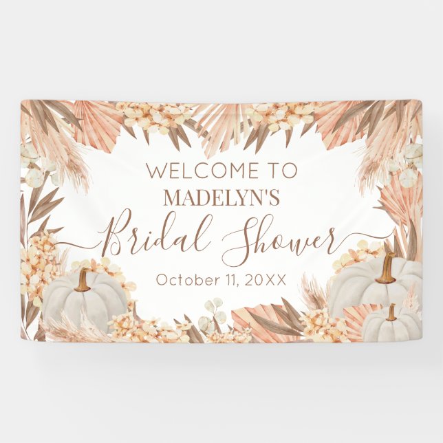 Banderoles Boho Pampas Pumpkin bridal shower Welcome banner (Horizontal)