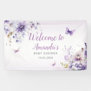 Banderoles Boho Purple Fleur sauvage Papillon Fille Baby show