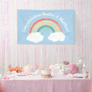 Banderoles Boho Rainbow Baby shower Blue Boy