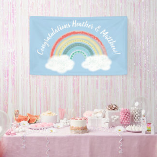 Banderoles Boho Rainbow Baby shower Blue Boy