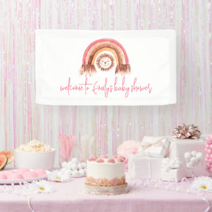 Banderoles Boho Rainbow Lion rose Bienvenue au Baby shower