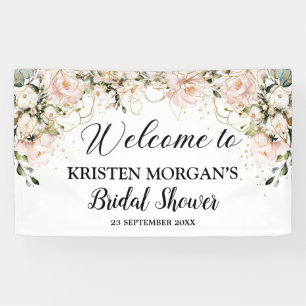 Banderoles Boho rose floral rose or nuptiale brun douche
