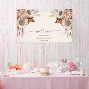 Banderoles Boho Rust Terracotta séché Fan Fleurs Mariage