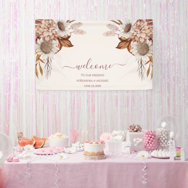 Banderoles Boho Rust Terracotta séché Fan Fleurs Mariage (Fête)