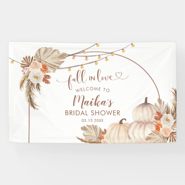Banderoles Boho Rustic Citrouille tomber dans l'amour Grande  (Horizontal)