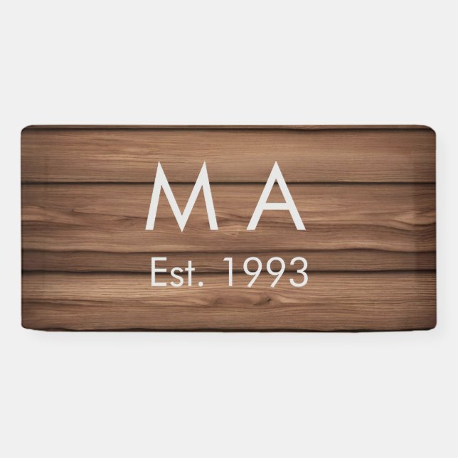 Banderoles boho rustique Brown ajouter nom lettre année date  (Horizontal)