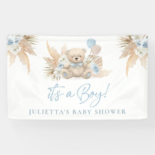 Banderoles Boho Teddy Bear Boy Baby shower bleu Bienvenue